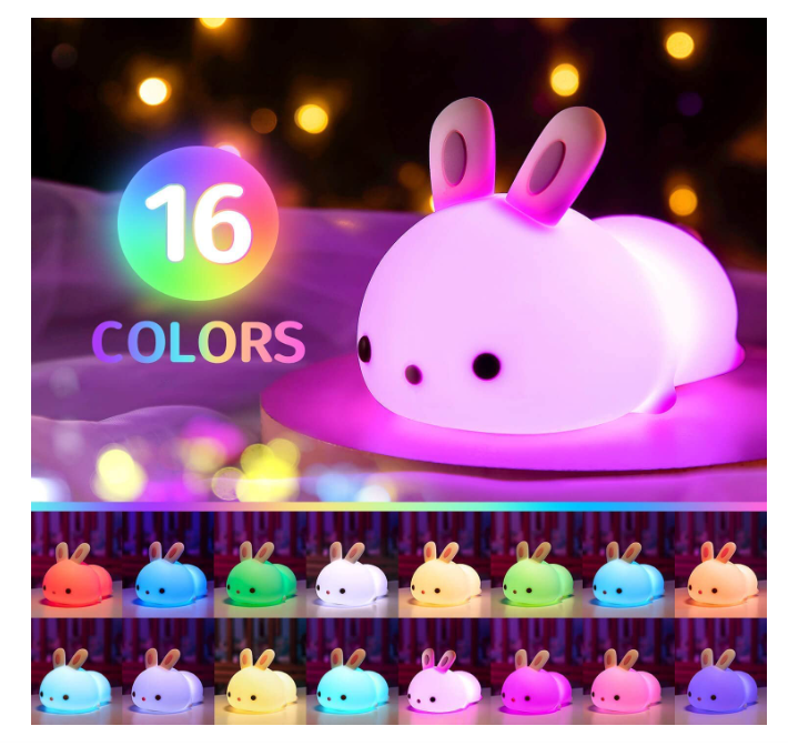 Kids Night Light - Bunny Cute Lamp Silicone Nursery Baby